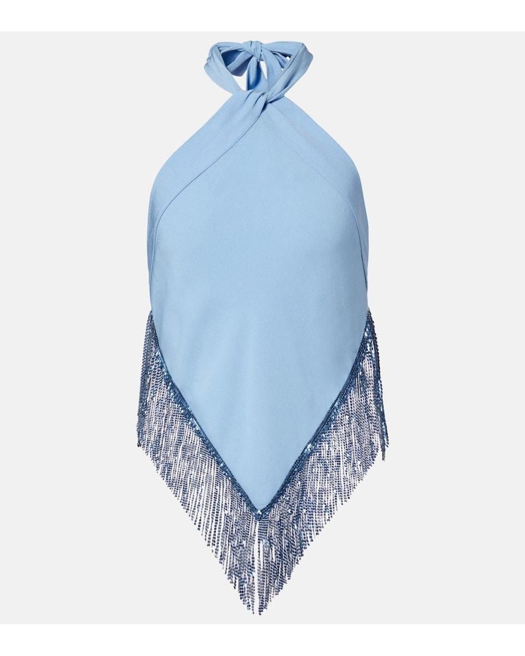 Rabanne Blue Chainmail Halterneck Crepe Top