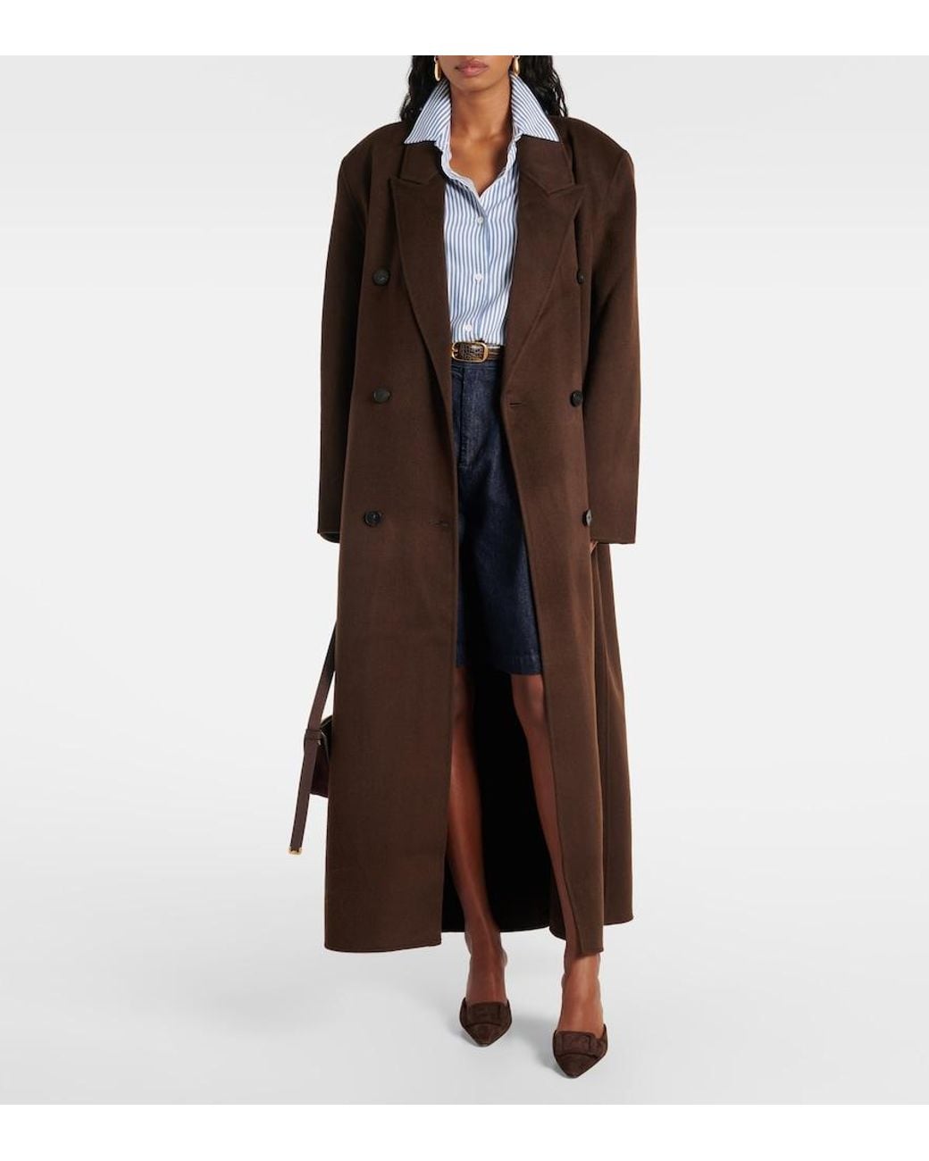 Frankie Shop Brown Mantel Gaia Aus Einem Wollgemisch