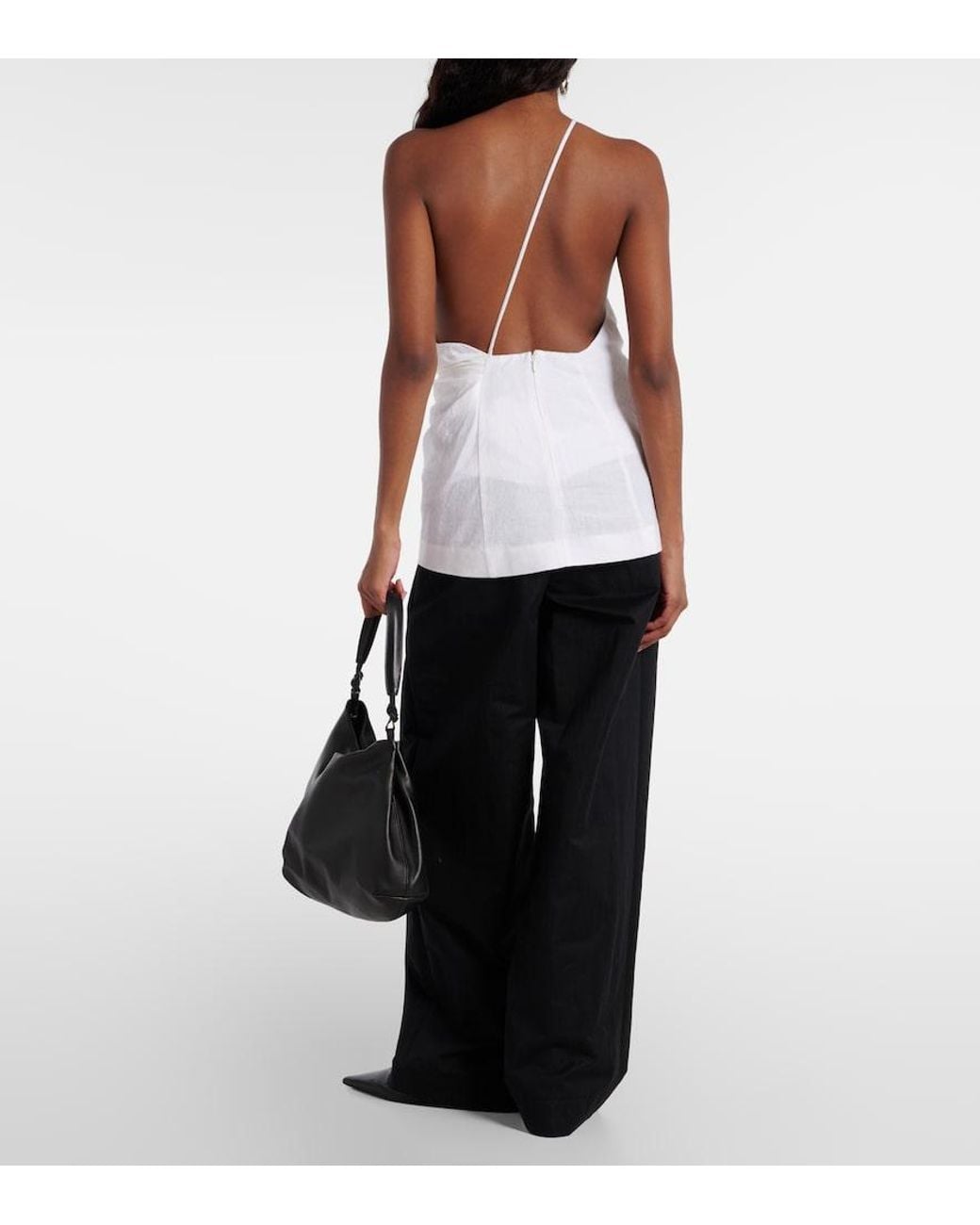 TOVE White Petra One-Shoulder Linen Top