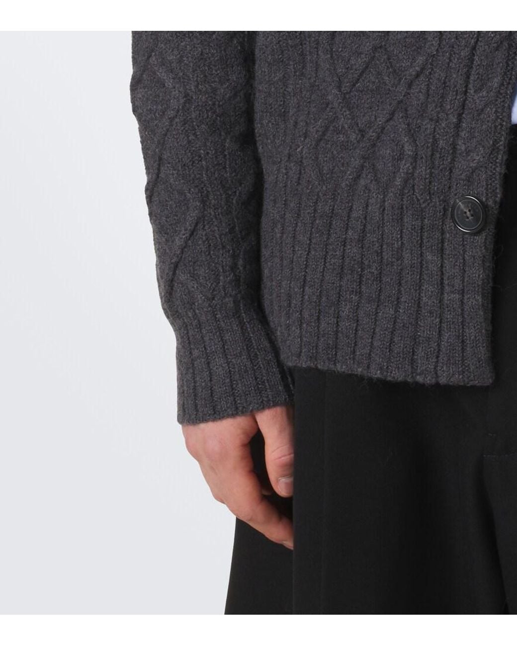 Simone Rocha Gray Cable-Knit Embellished Virgin Wool Cardigan for men