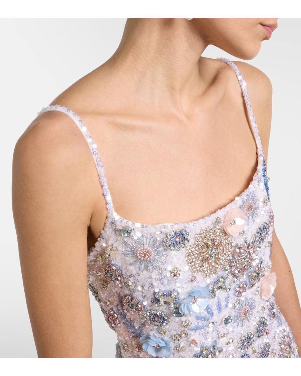 Rachel Gilbert Blue Francesca Embellished Minidress