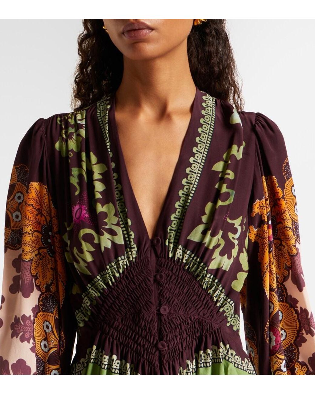 LaDoubleJ Brown Printed Silk Maxi Dress