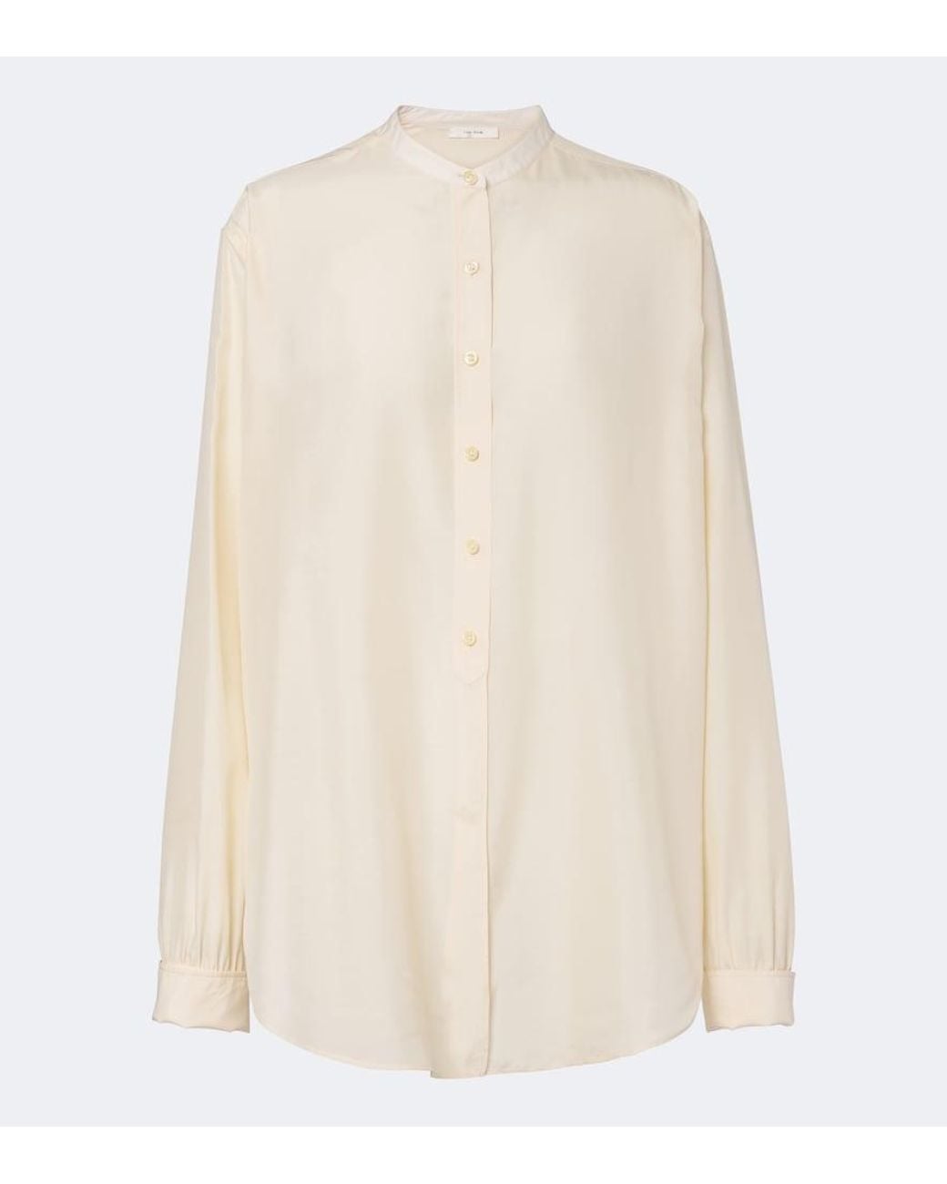 The Row White Lula Silk Satin Shirt