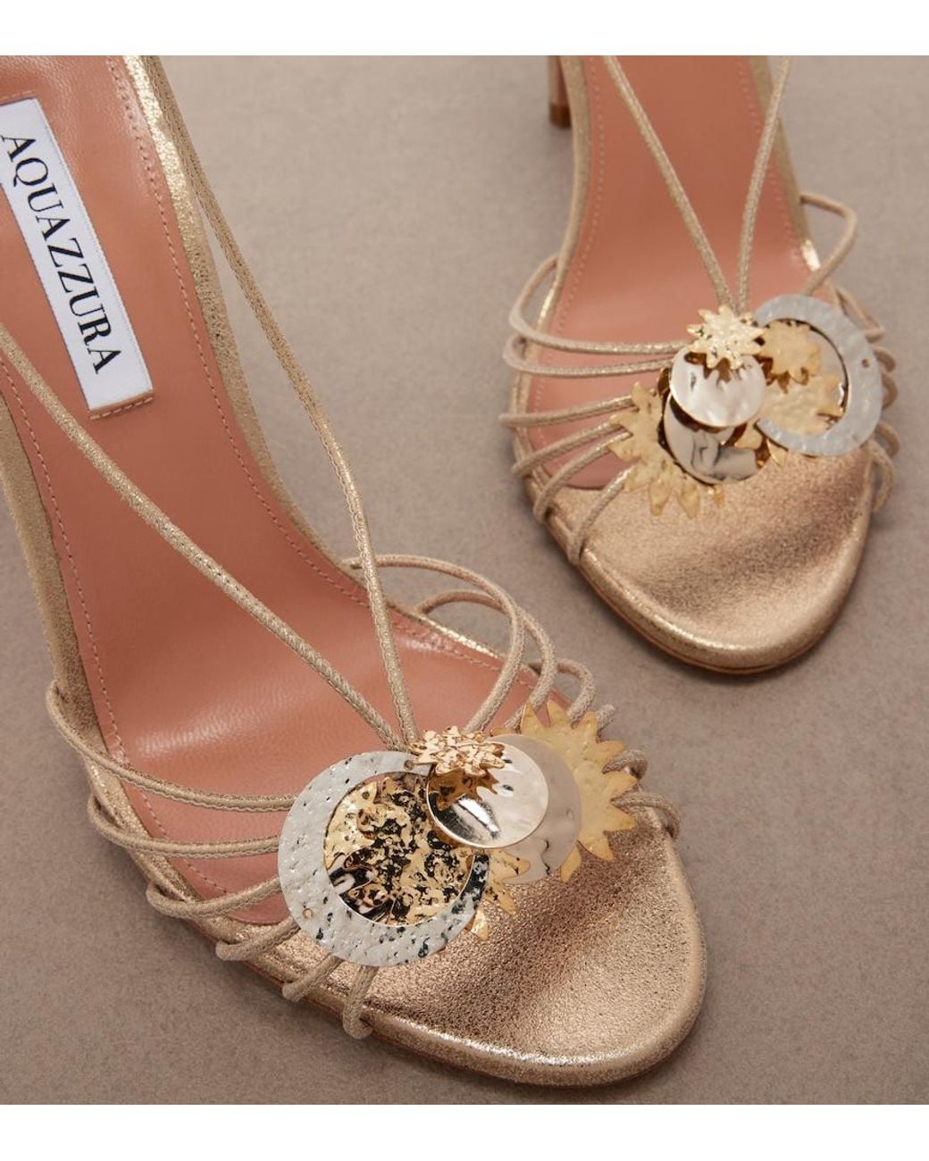 Aquazzura Metallic Night Stars Leather Sandals