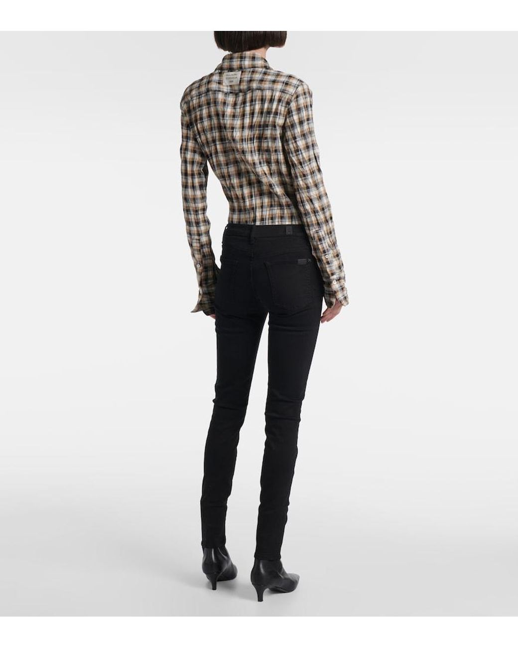 7 For All Mankind Blue Mid-Rise Skinny Jeans