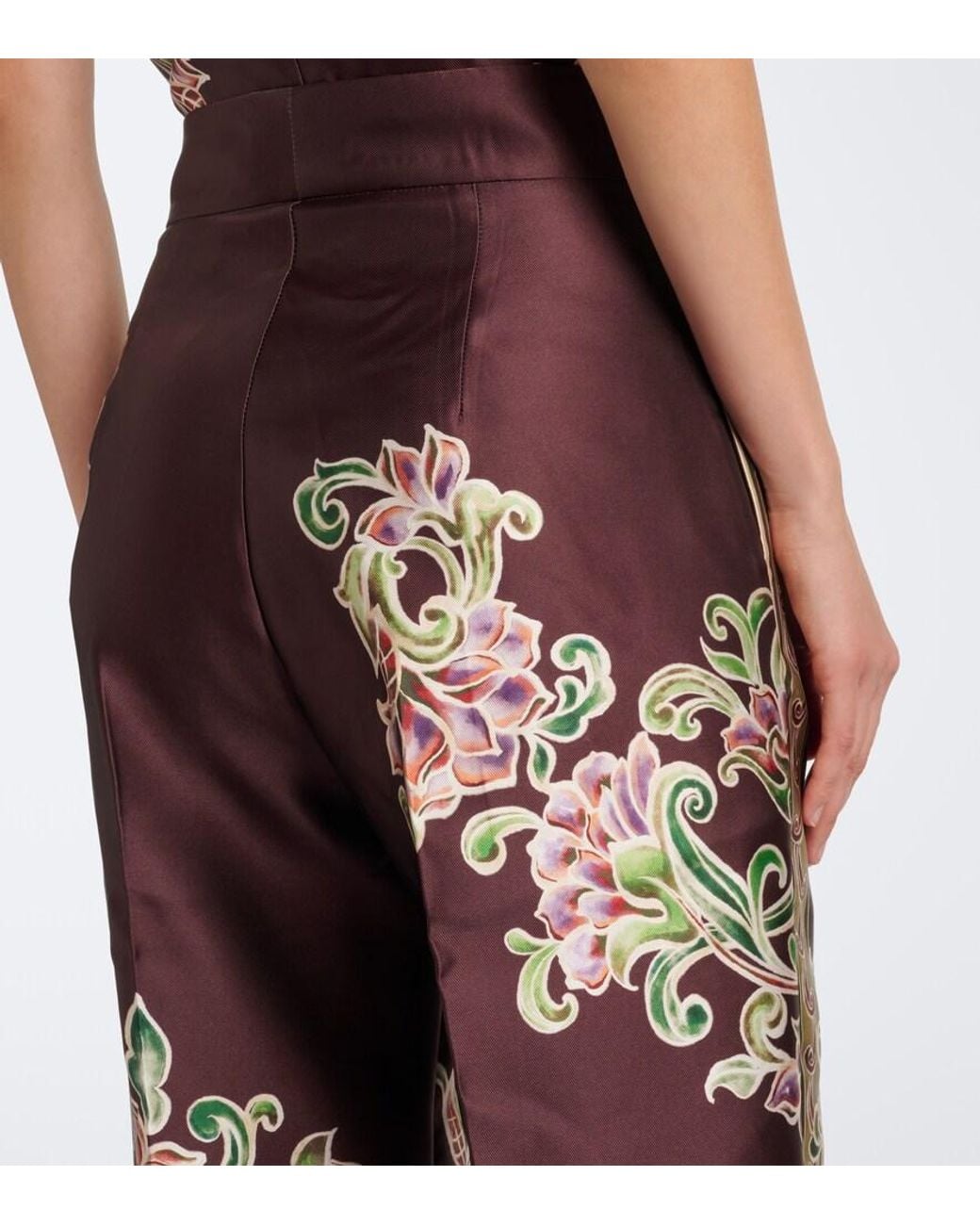 ALÉMAIS Gray Josie Floral Cropped Wide-Leg Pants