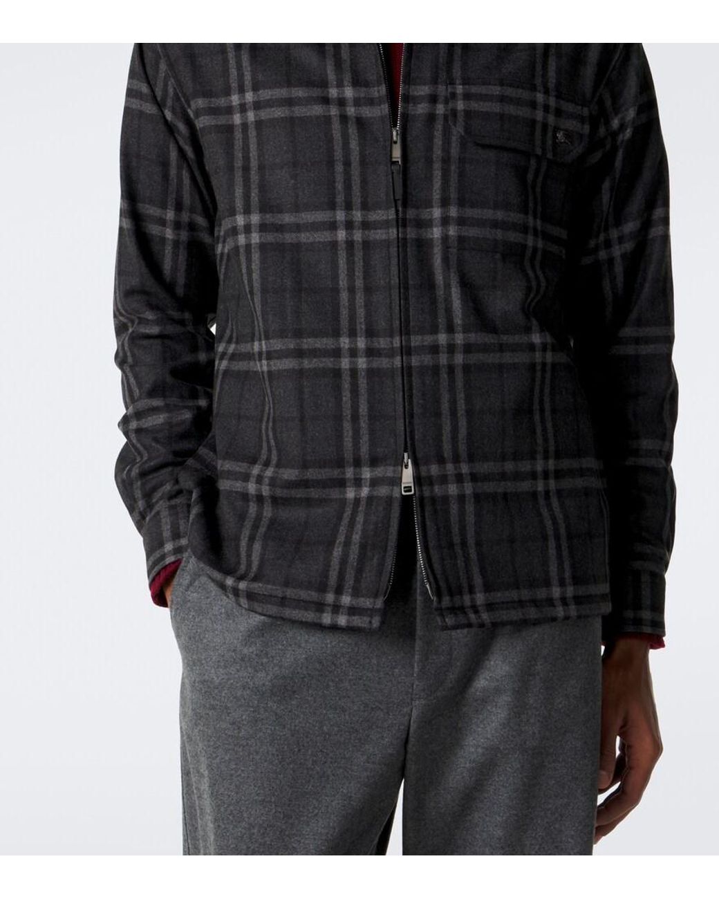 Burberry Black Check Wool And Cashmere Jacket for men