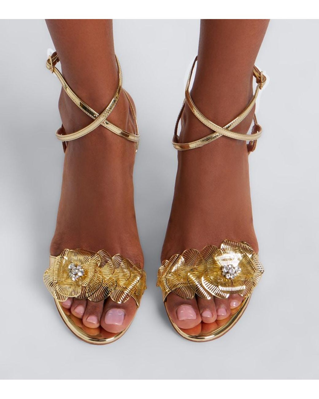 Aquazzura Metallic Flora Mystica Embellished Sandals