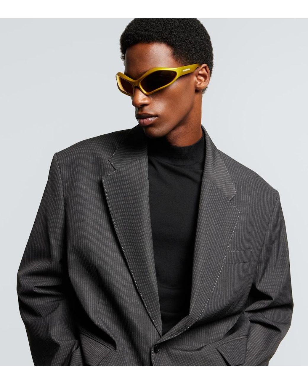 Balenciaga Orange Fennec Oval Sunglasses for men