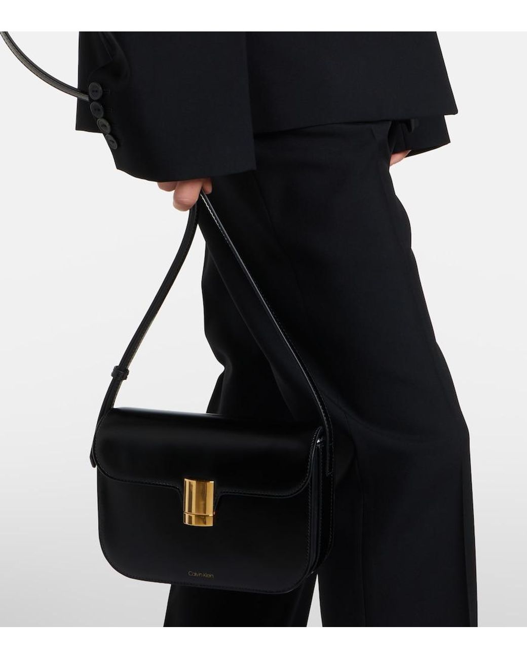 Calvin Klein Black Tilla Small Leather Shoulder Bag