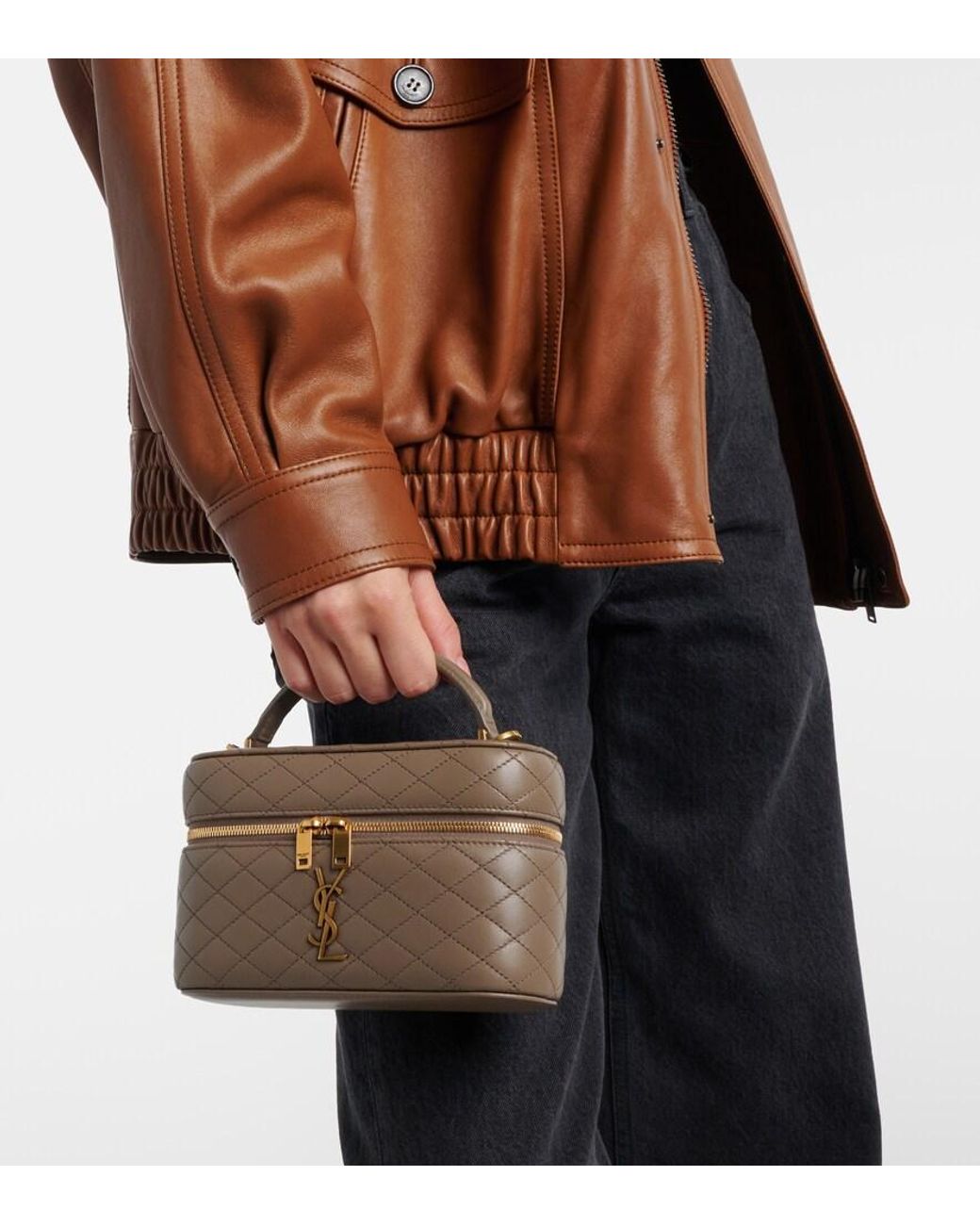 Saint Laurent White Gaby Quilted Leather Vanity Bag