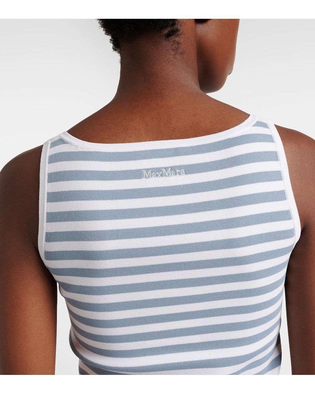 Max Mara Blue Cippo Striped Tank Top
