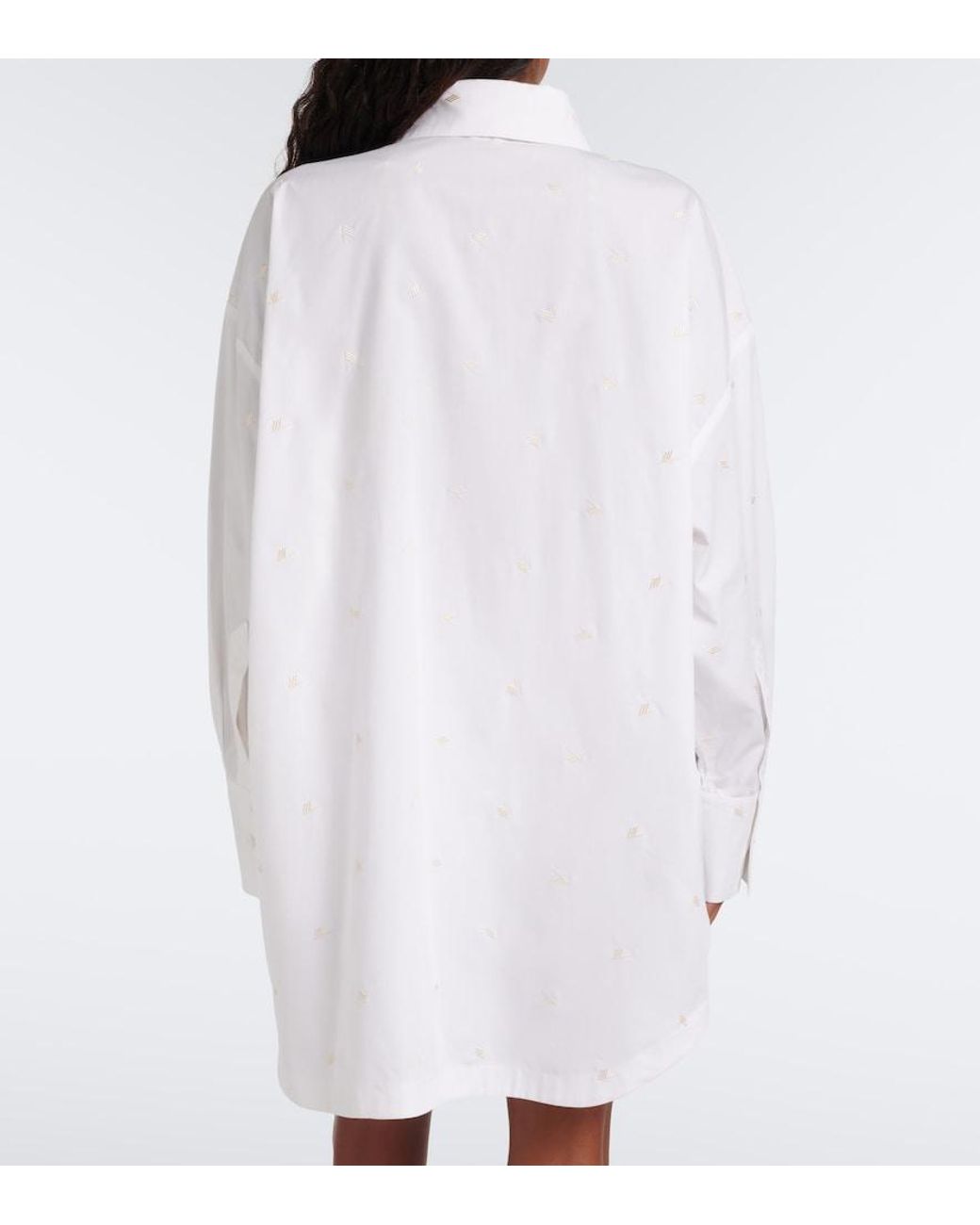 The Attico White Embroidered Cotton-Blend Poplin Shirt