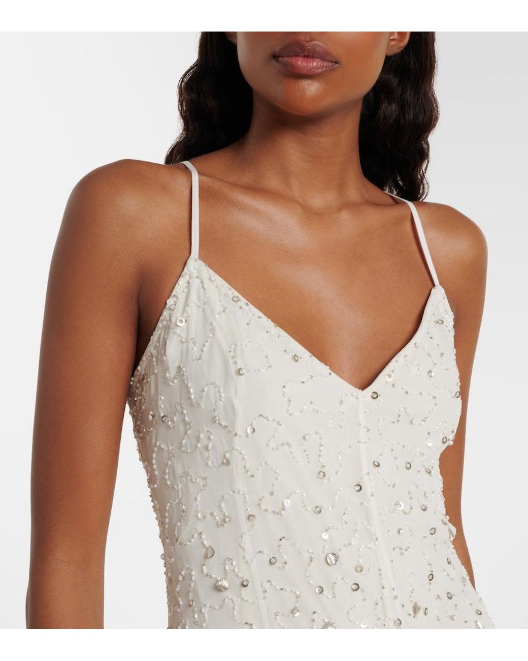 Staud White Emily Embellished Tulle Minidress
