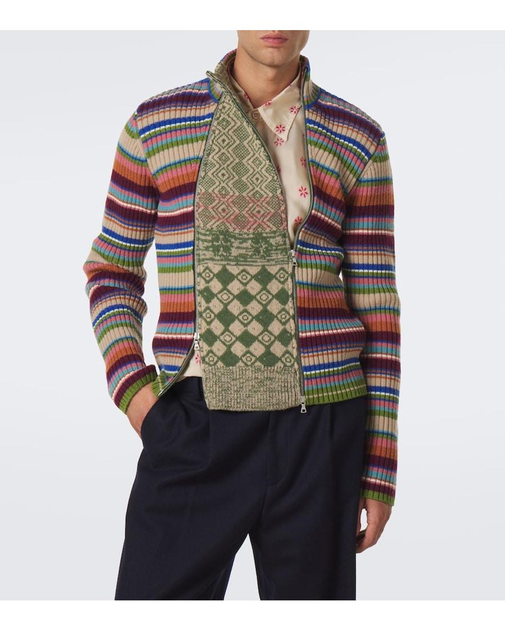Dries Van Noten Red Striped Wool Sweater for men
