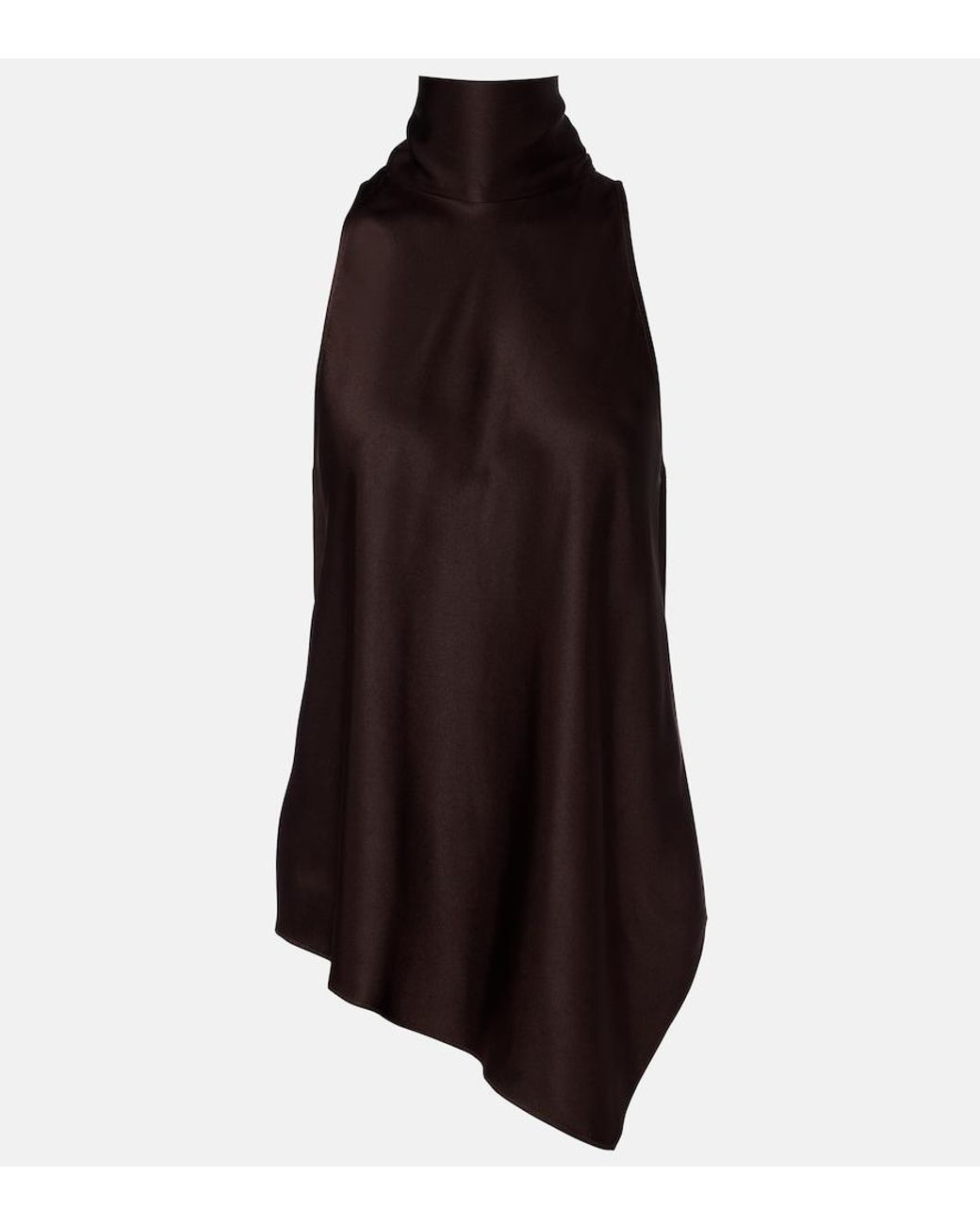 Brunello Cucinelli Black Asymmetric Silk Satin Top