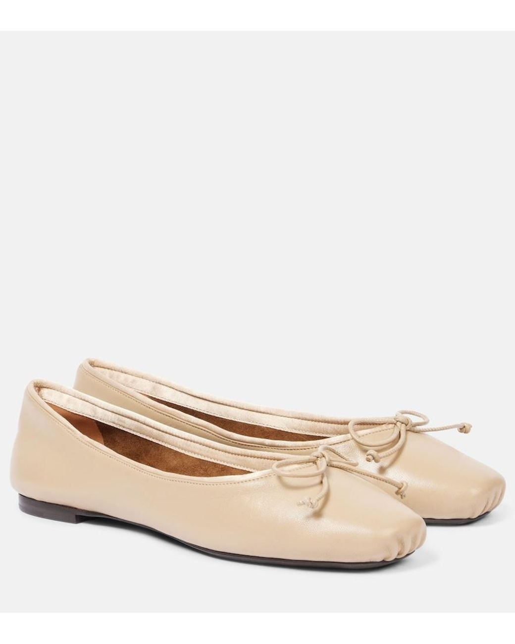 Khaite Natural Charlotte Leather Ballet Flats