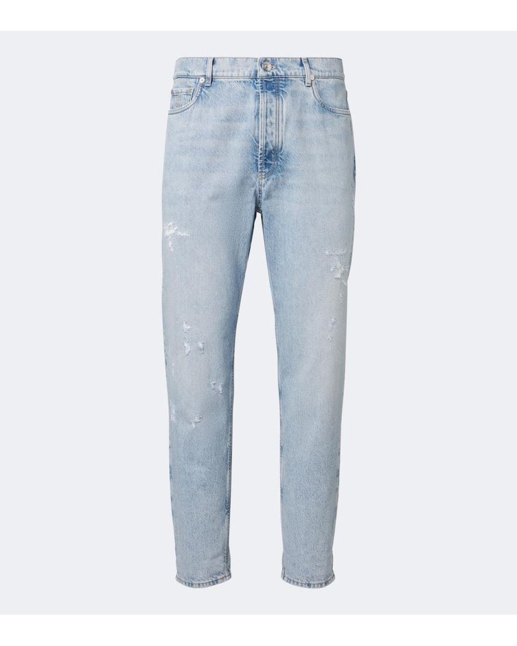 Brunello Cucinelli Blue Distressed Straight Jeans for men