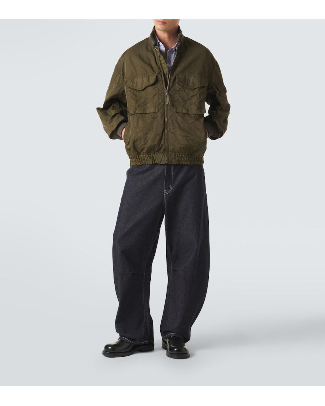 Comme des Garçons Green Zip-Up Bomber Jacket for men