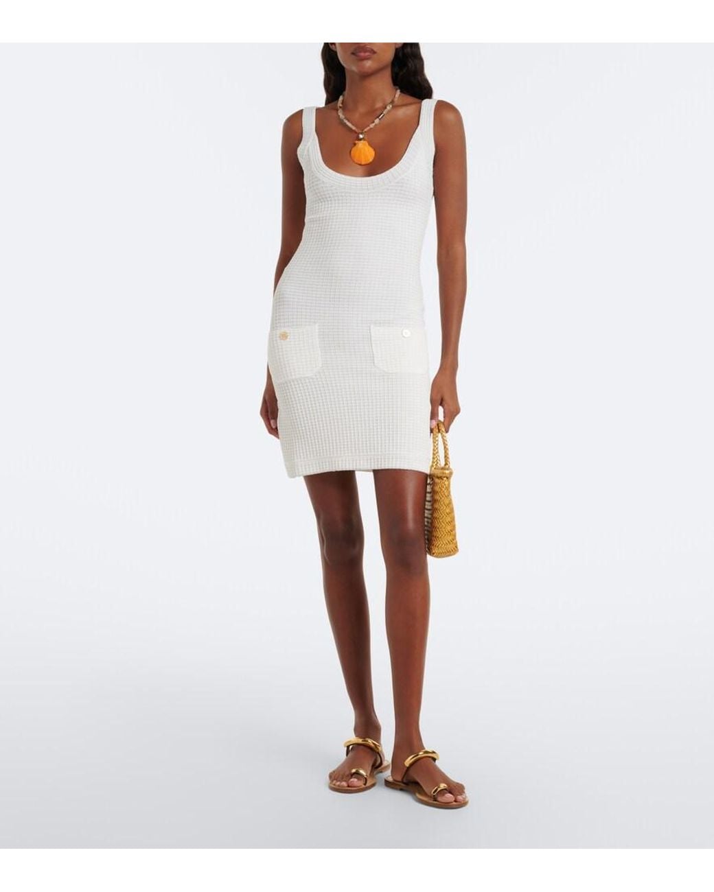 Melissa Odabash White Finola Knitted Minidress