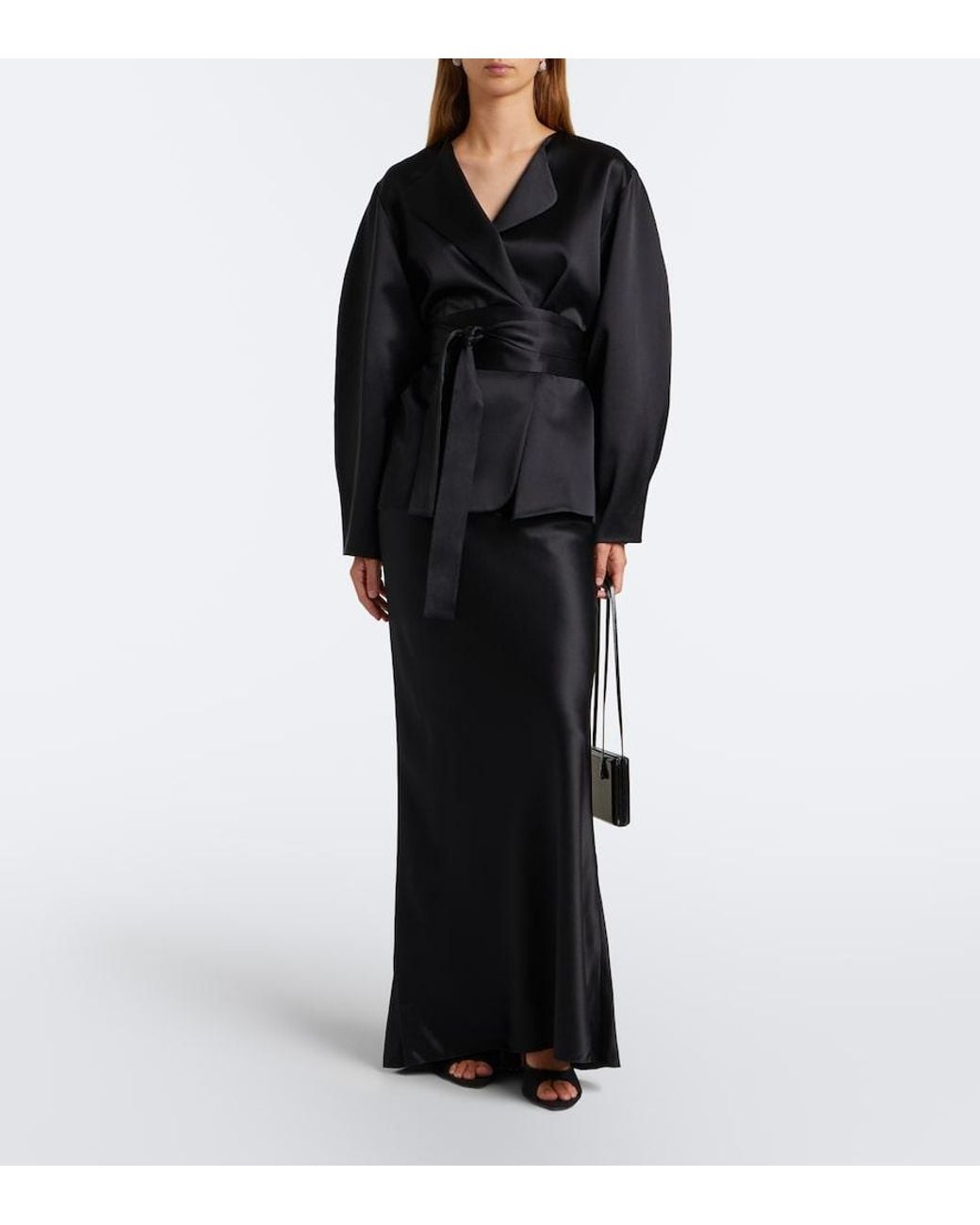 The Sei Black Silk Maxi Skirt