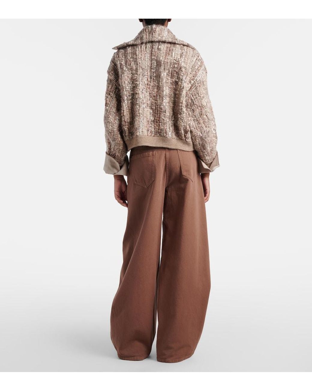 Brunello Cucinelli Brown Monili Wide-Leg Jeans