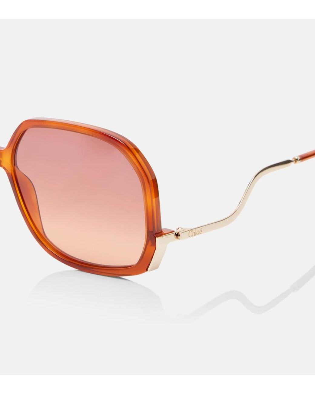Chloé Pink Eckige Sonnenbrille Wavy