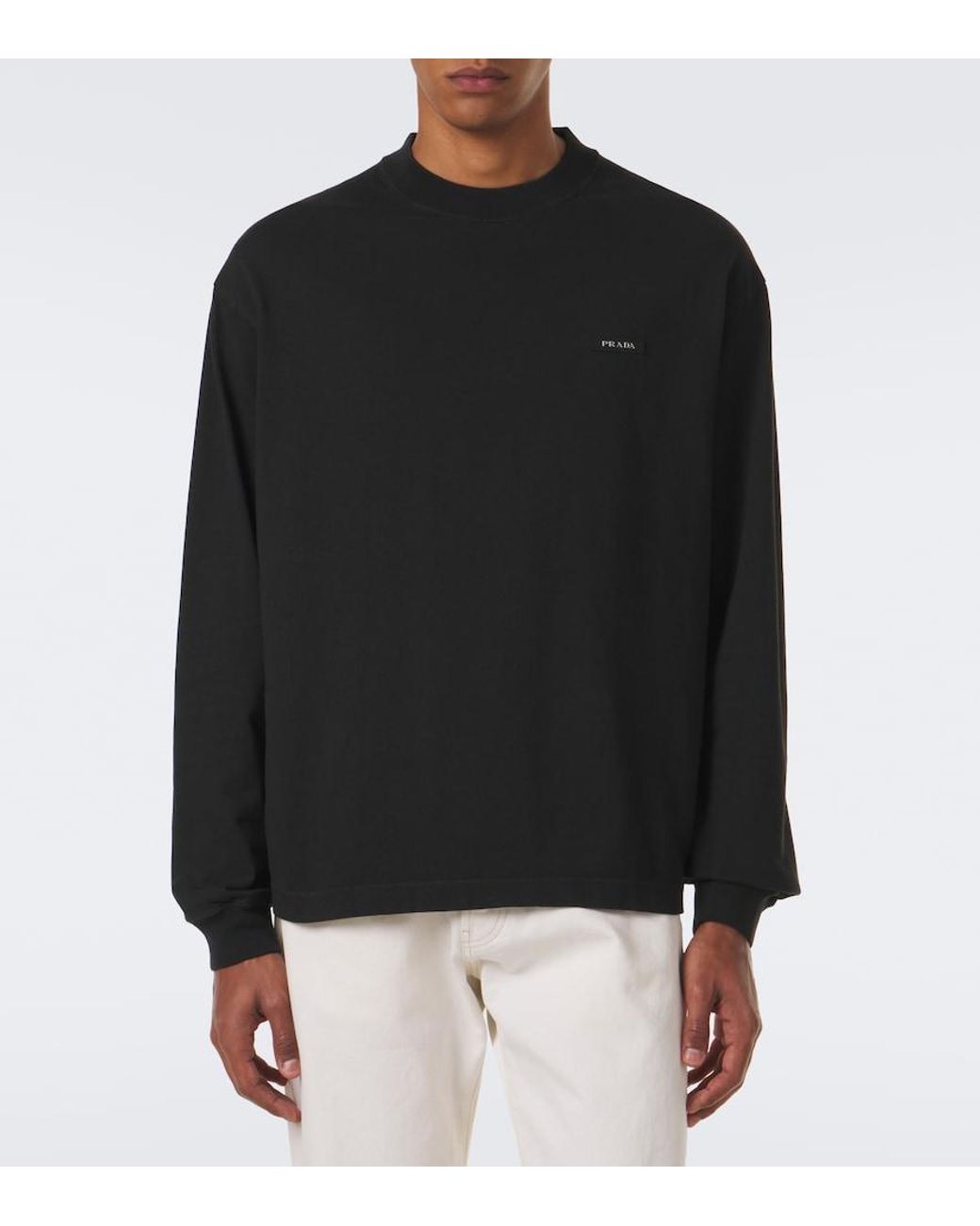 Sudadera De Jersey De Algodon Prada de hombre de color Black