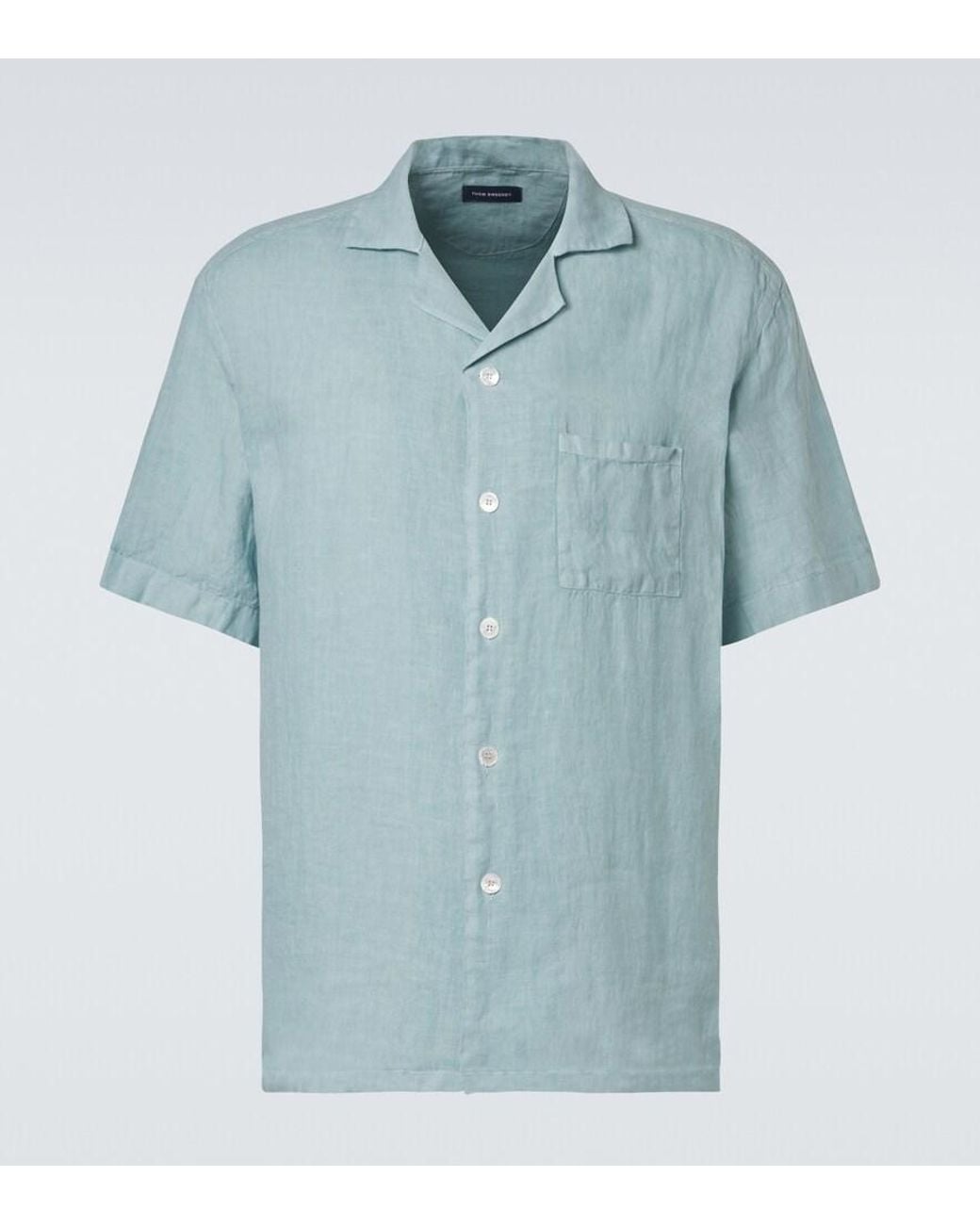 Thom Sweeney Blue Linen Shirt for men