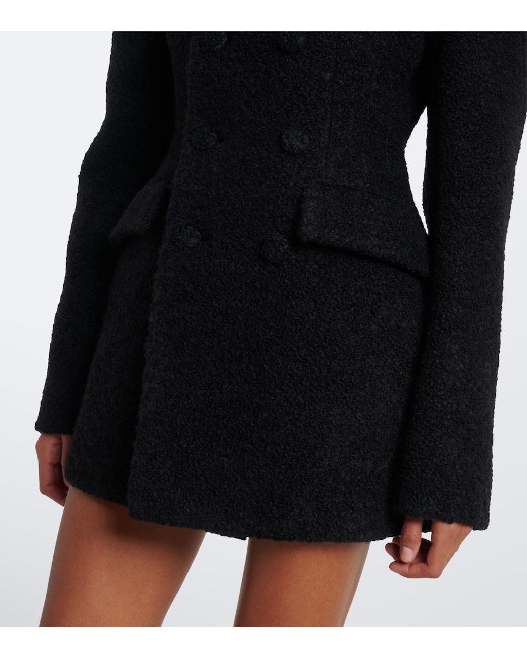 Wardrobe NYC Black Alpaca And Wool-Blend Boucle Blazer Dress