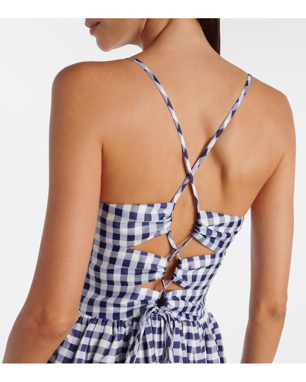 Self-Portrait Blue Gingham Midi Dress