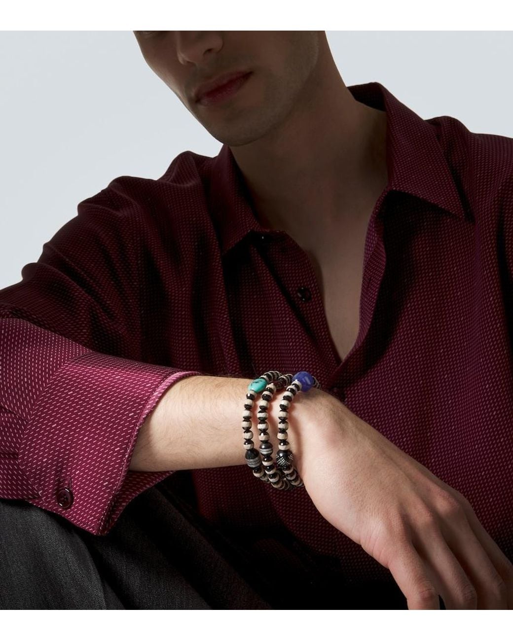 Ileana Makri Metallic Set Of 3 Beaded Bracelets for men