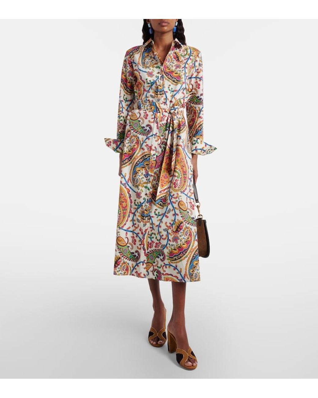 Etro Multicolor Paisley Cotton Wrap Dress