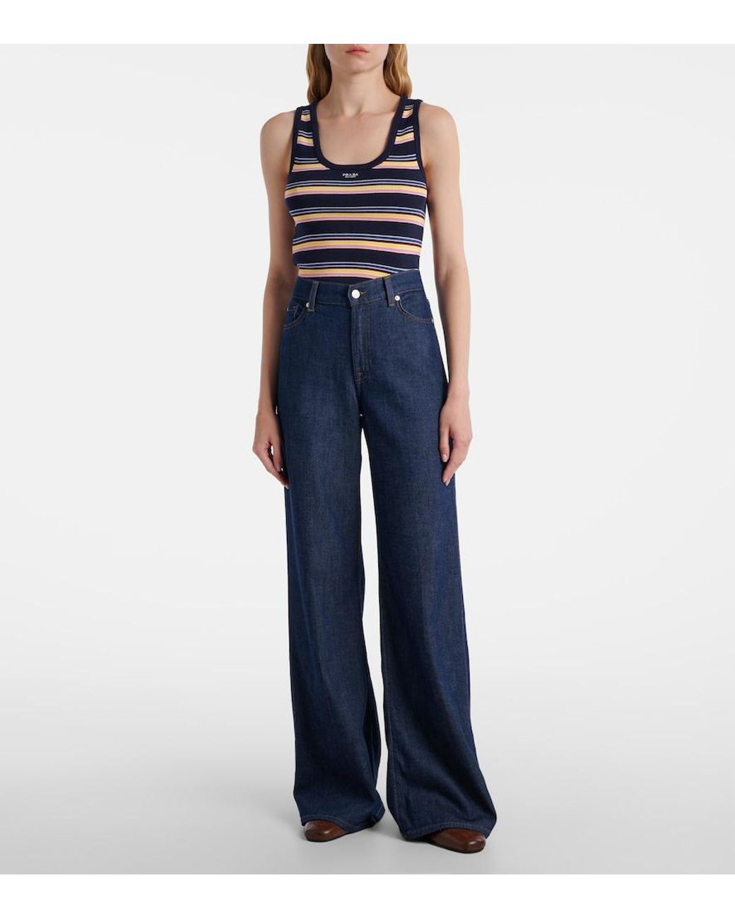 7 For All Mankind Blue Lotta Wide-Leg Jeans