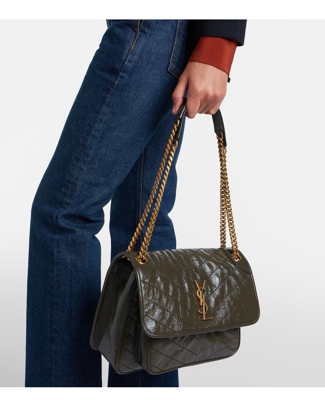 Saint Laurent Black Niki Medium Leather Shoulder Bag