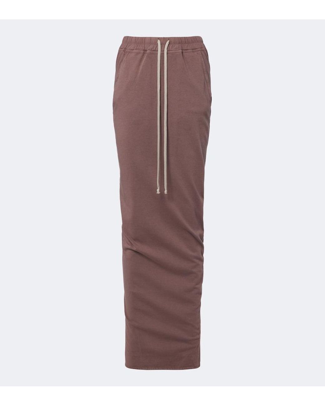 Rick Owens Brown Drkshdw Pull On Pillar Cotton Maxi Skirt