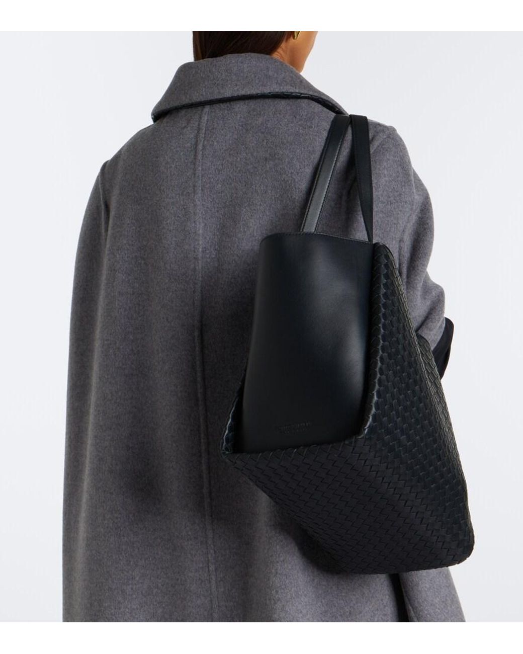 Bottega Veneta Black Corso Intrecciato Leather Tote Bag
