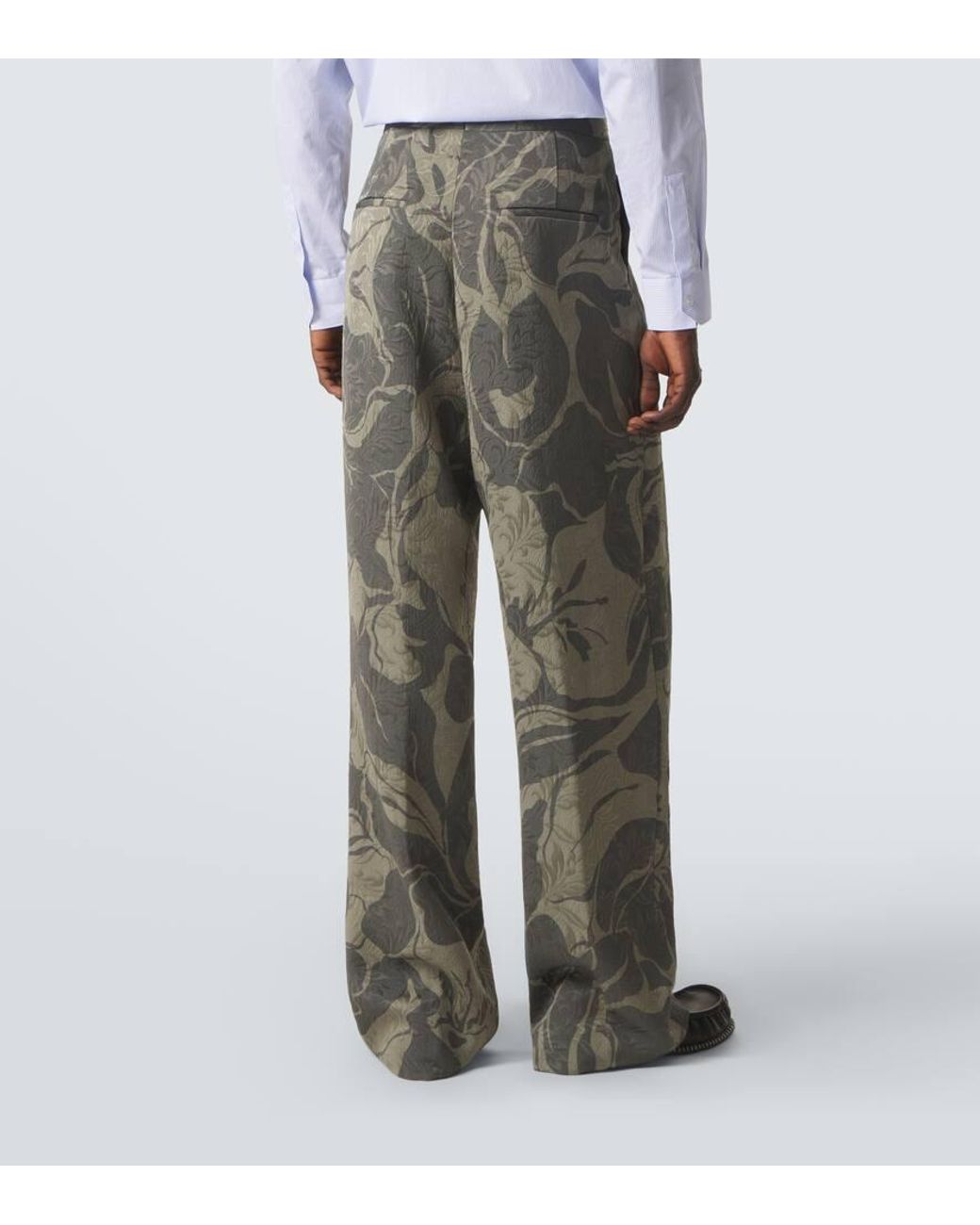 Pantaloni Regular Con Stampa di Dries Van Noten in Green da Uomo