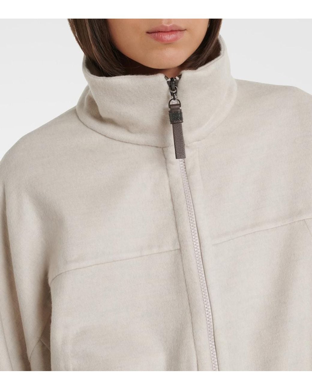 Brunello Cucinelli White Monili Virgin Wool Jacket