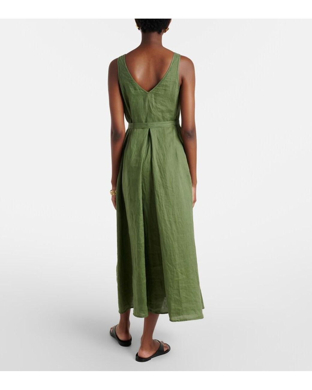 Velvet Green Reta Linen Midi Dress