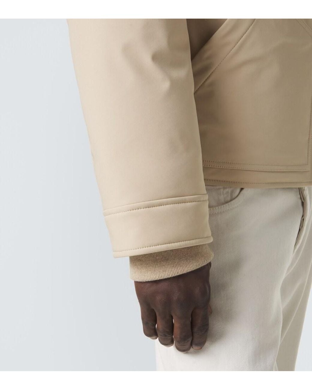 Brunello Cucinelli Natural Leather-Trimmed Down Jacket for men