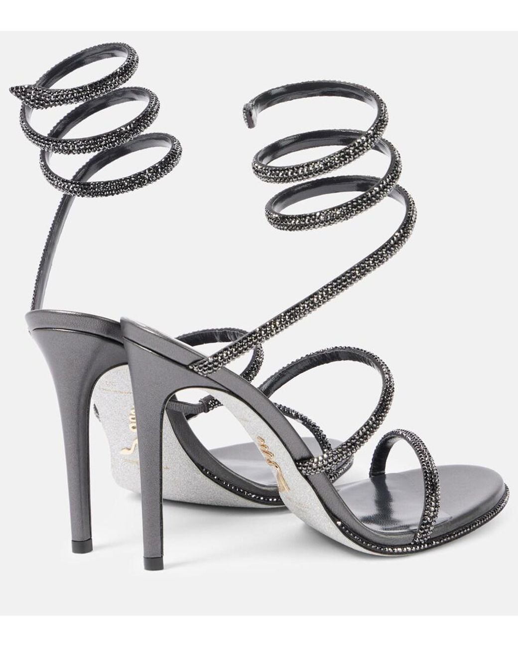Rene Caovilla Metallic Cleo Embellished Leather Sandals