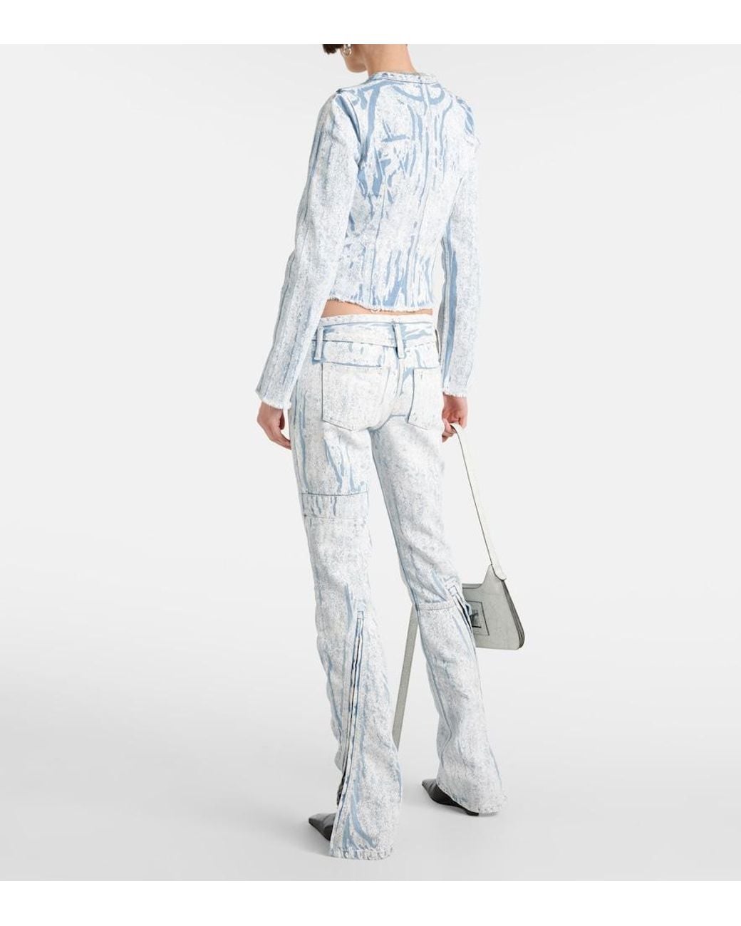 Acne Blue Printed Low-Rise Slim Jeans
