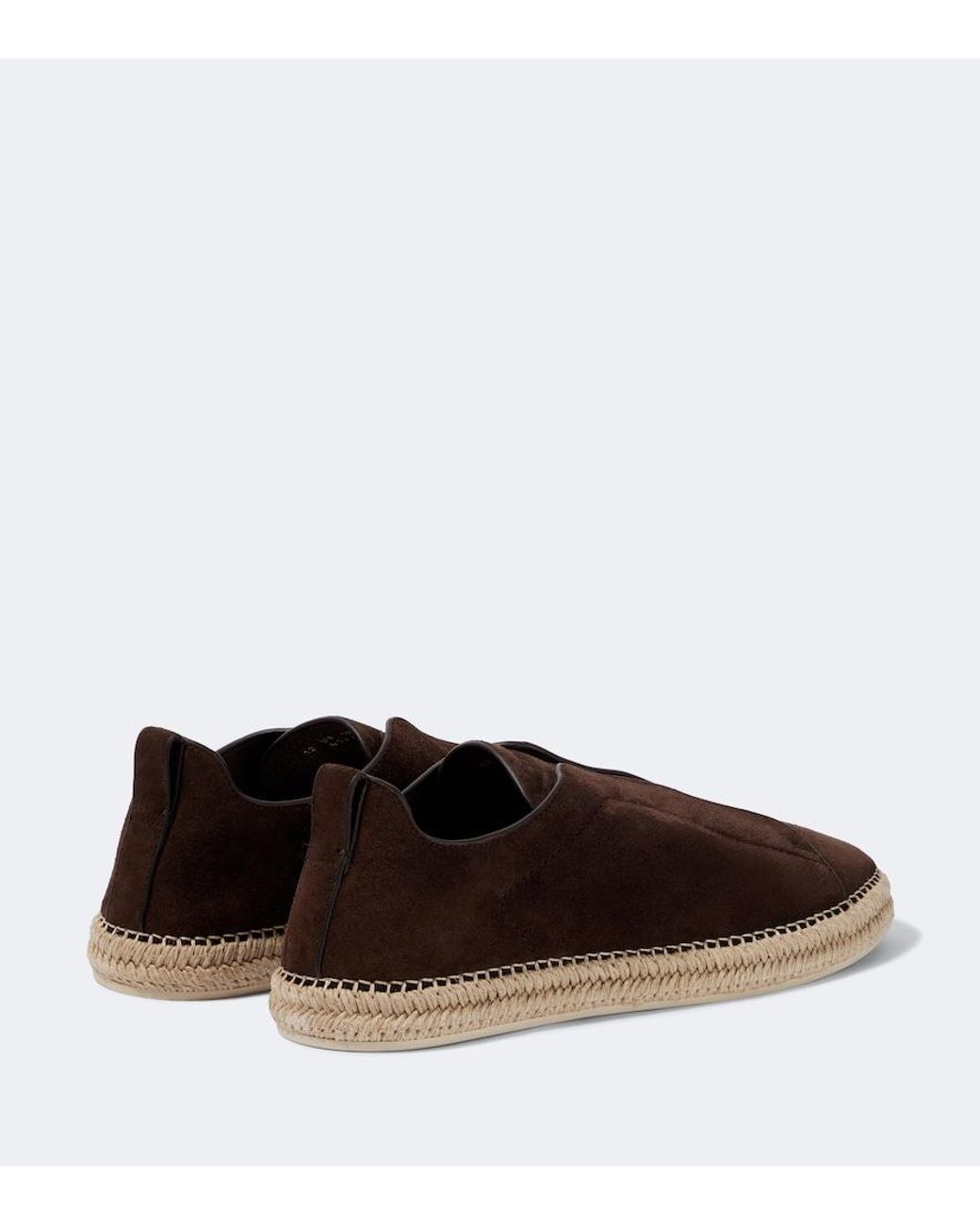 Zegna Brown Triple Stitch Suede Espadrilles for men