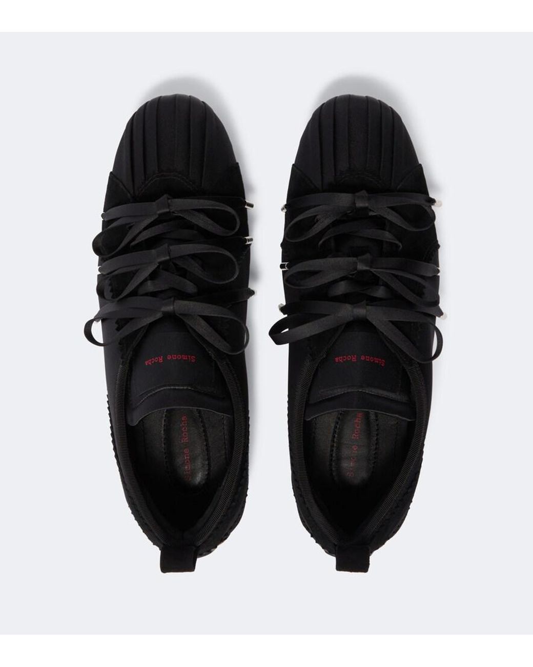 Simone Rocha Black Ballerina Grip Suede-Trimmed Satin Sneakers for men