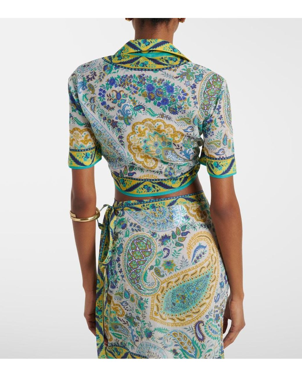 Etro Blue Floral Cotton Crop Top