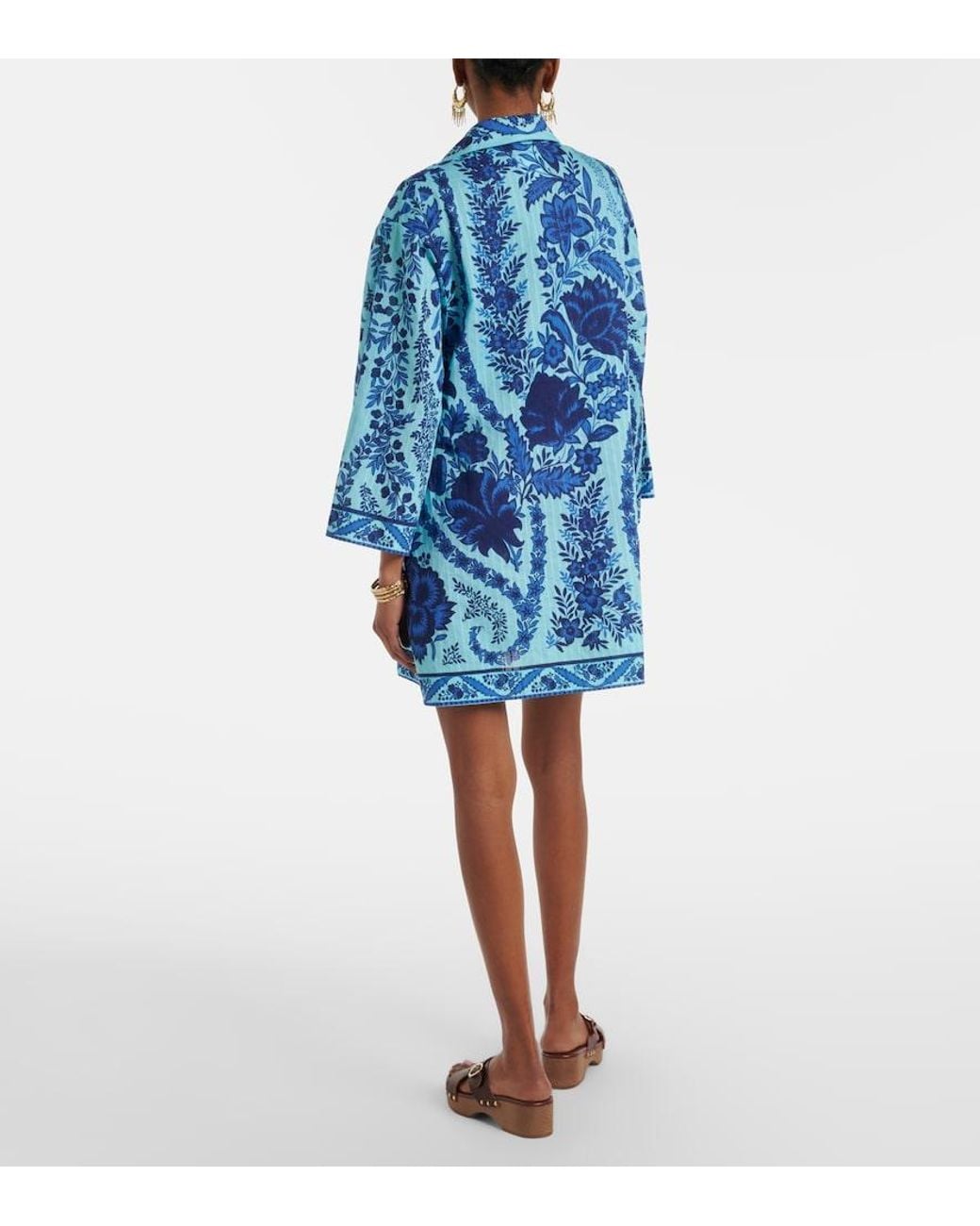 Etro Blue Paisley Oversized Cotton Minidress