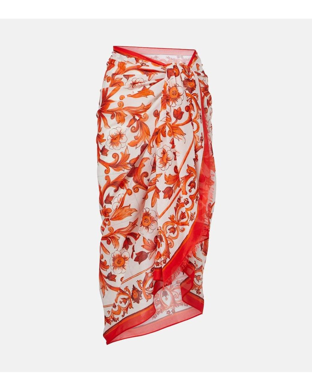Dolce & Gabbana Red Majolica Cotton Beach Cover-Up