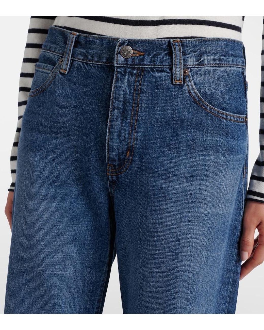 FRAME Blue The Off Duty Stroll Wide-Leg Jeans