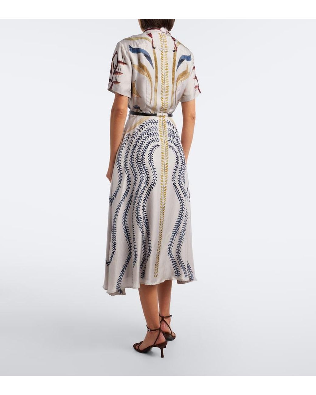 Altuzarra Gray Kiera Belted Printed Silk Shirt Dress